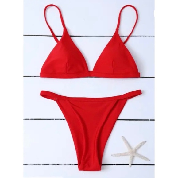 Zaful | Red Cheeky Triangle Bikini